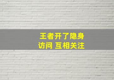 王者开了隐身访问 互相关注